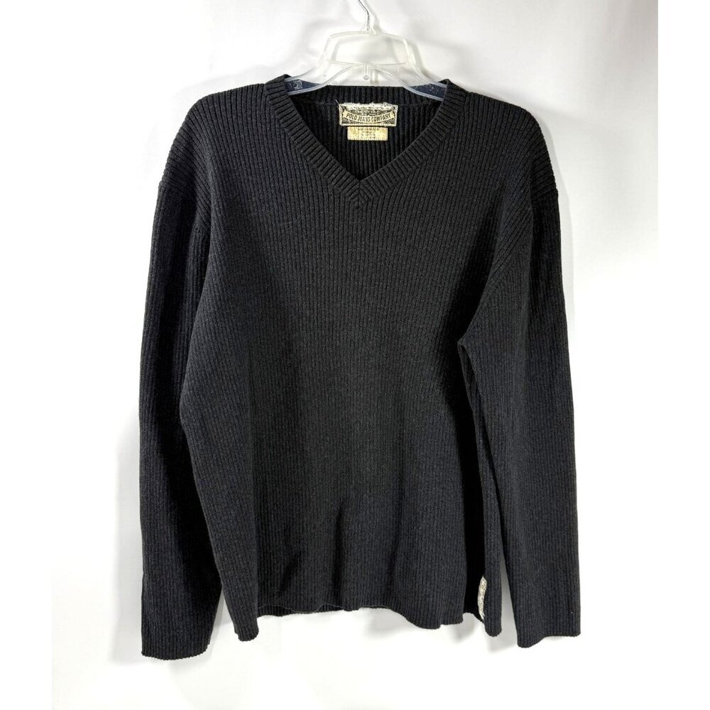 Vintage Ralph Lauren Polo Jeans Gray V-Neck Sweater Cotton Made in Hong Kong  XL